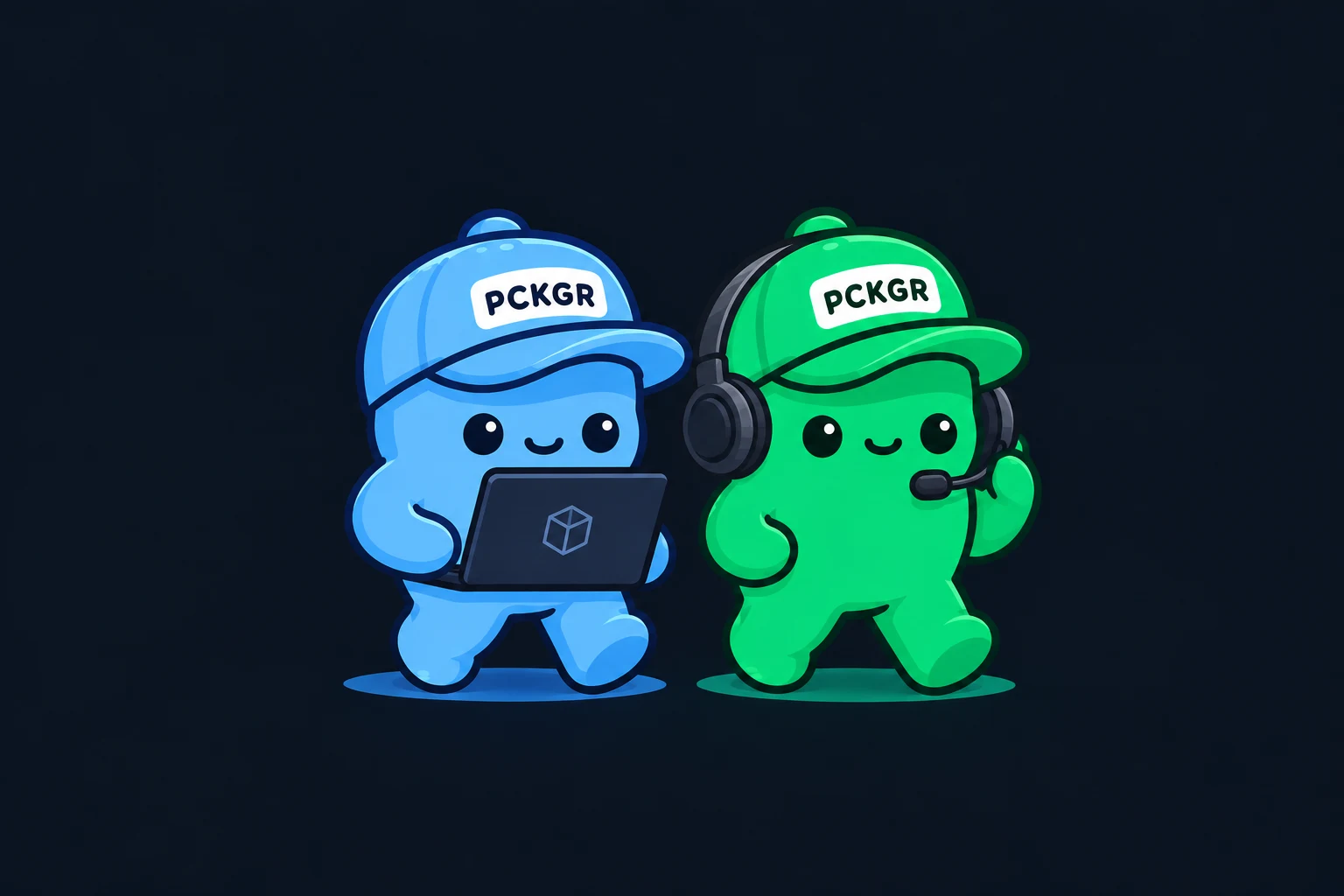 Pckgr for Intune and Pckgr RMM mascots working together