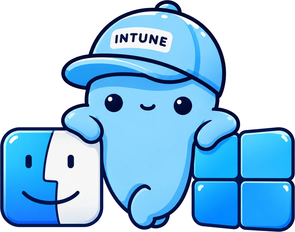 Pckgr for Intune mascot between Mac and Windows symbols